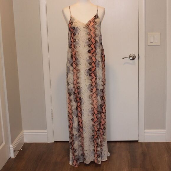 NWT west Kei Color Peach Snake Maxi dress Women size S small - Picture 2 of 14